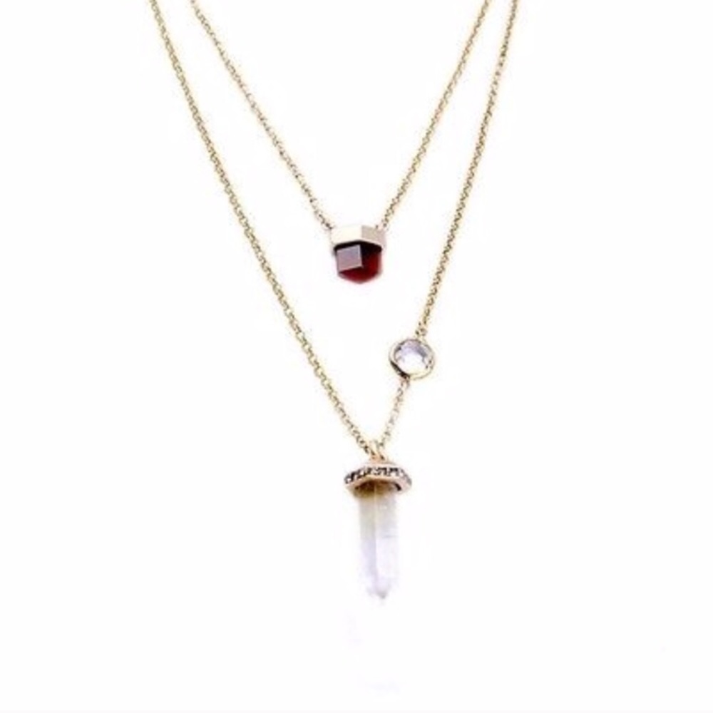 Double Crystal Layered Necklace